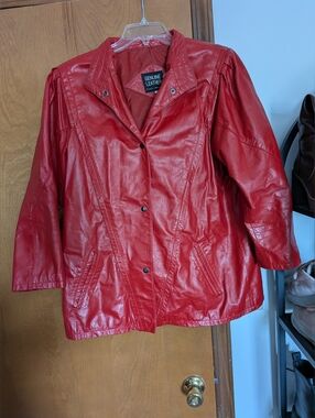 Women's Red Genuine Leather Jacket